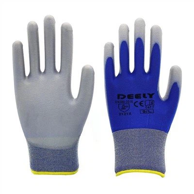 Mørkeblå polyester nylon PU-coated handsker